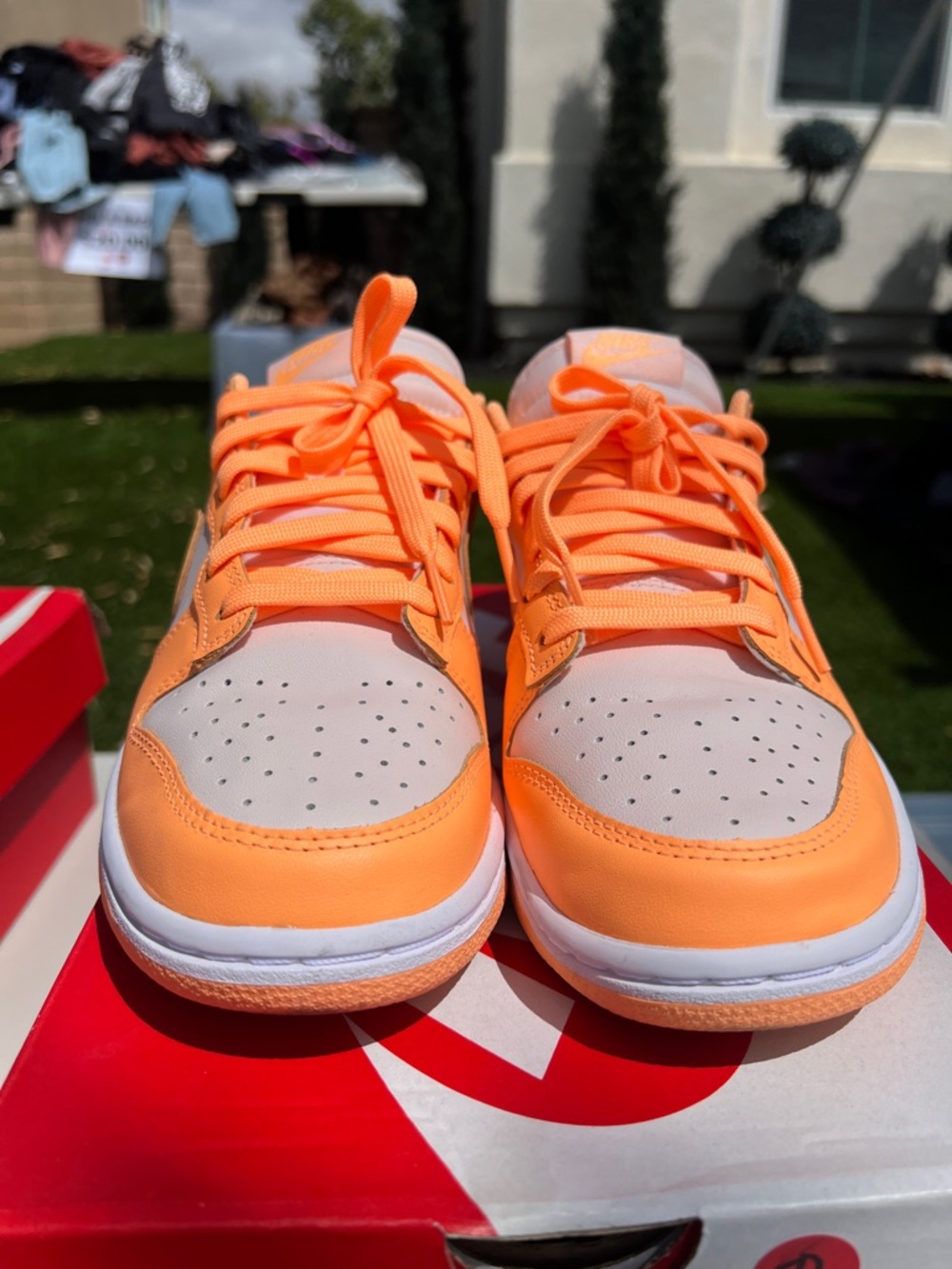 Nike Orange and White Low Top Sneakers